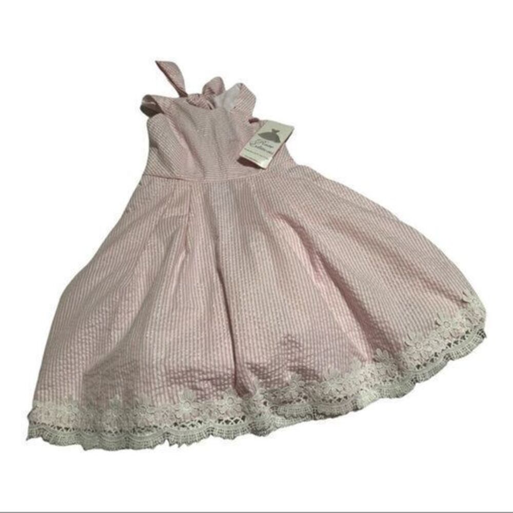 Rare Editions Pink Girls Seersucker Bow Back Dress